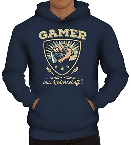 ShirtStreet Geschenkidee für Gamer Gaming Herren Hoodie Männer Kapuzenpullover Gamer aus Leidenschaft, Größe: L,Navy von ShirtStreet