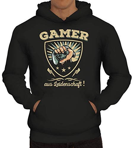 ShirtStreet Geschenkidee für Gamer Gaming Herren Hoodie Männer Kapuzenpullover Gamer aus Leidenschaft, Größe: M,Schwarz von ShirtStreet