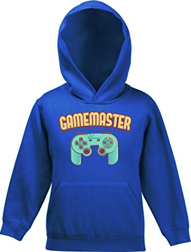 ShirtStreet Geschenkidee für Gamer Gaming Kinder Hoodie Kapuzenpullover Mädchen Jungen Gamer - Gamemaster, Größe: 152,Royal Blau von ShirtStreet