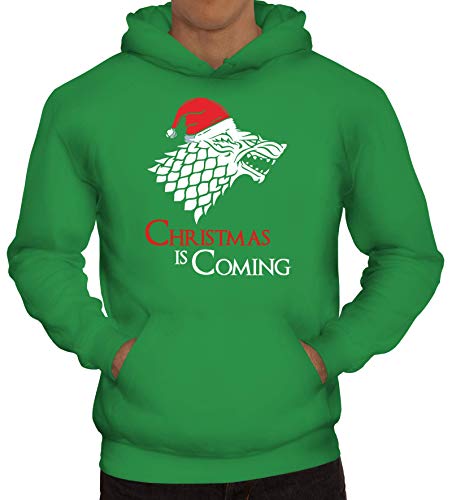 ShirtStreet Herren Hoodie Männer Kapuzenpullover Christmas is Coming, Größe: 3XL,Kelly Green von ShirtStreet