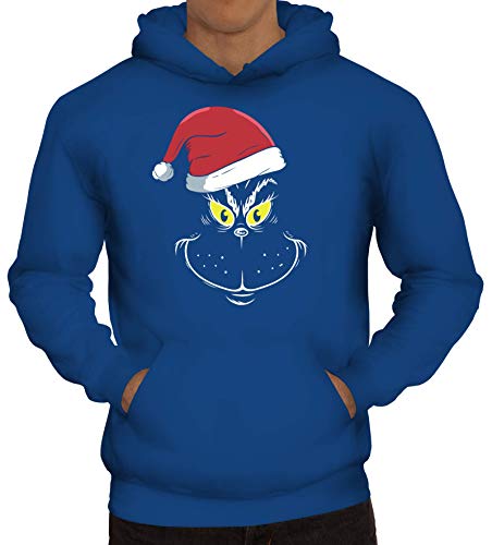 ShirtStreet Herren Hoodie Männer Kapuzenpullover Weihnachtsmuffel Face, Größe: 3XL,Royal Blau von ShirtStreet