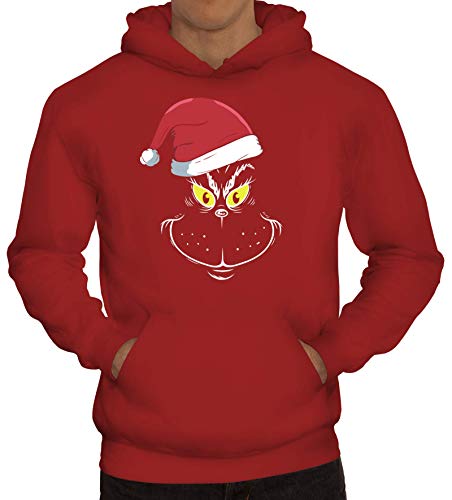 ShirtStreet Herren Hoodie Männer Kapuzenpullover Weihnachtsmuffel Face, Größe: XL,Rot von ShirtStreet