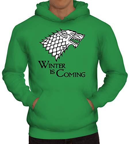 ShirtStreet Herren Hoodie Männer Kapuzenpullover Wolf - Winter is Coming, Größe: M,Kelly Green von ShirtStreet