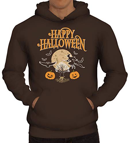 ShirtStreet Hexen Grusel Gruppen Herren Hoodie Männer Kapuzenpullover Happy Halloween 2, Größe: 3XL,braun von ShirtStreet