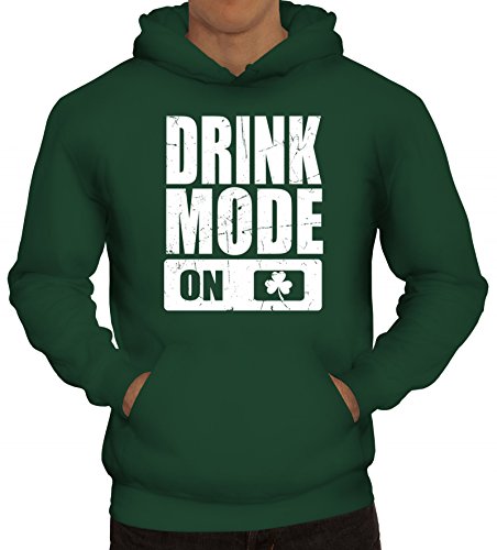 ShirtStreet Irland St. Patrick's Day Partner Gruppen Herren Kapuzenpullover Drink Mode On, Größe: XL,dunkelgrün von ShirtStreet