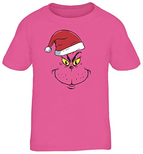 ShirtStreet Kinder T-Shirt Rundhals Mädchen Jungen Weihnachtsmuffel Face, Größe: 122/128,pink von ShirtStreet