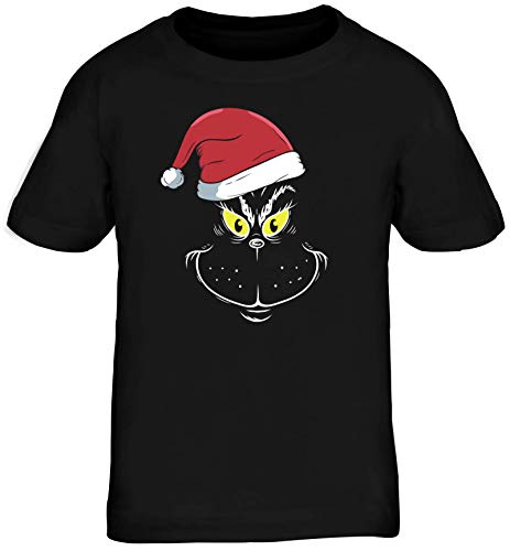 ShirtStreet Kinder T-Shirt Rundhals Mädchen Jungen Weihnachtsmuffel Face, Größe: 152/164,schwarz von ShirtStreet