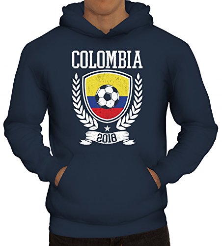 ShirtStreet Kolumbien Fußball WM Fanfest Gruppen Fan Herren Hoodie Männer Kapuzenpullover Pokal Colombia 2018, Größe: XL,Navy von ShirtStreet