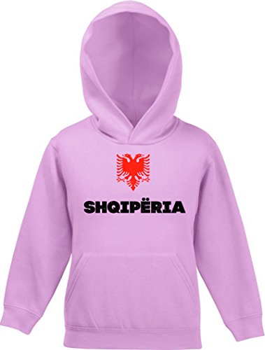 ShirtStreet Länder Wappen Tirana Länder Kinder Hoodie Kapuzenpullover Mädchen Jungen Flagge Albanien, Größe: 116,Rosa von ShirtStreet