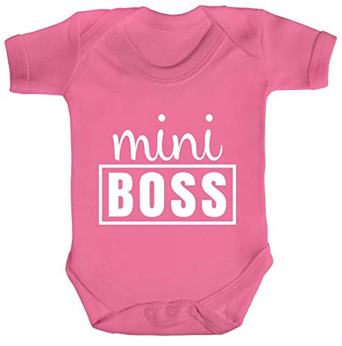 ShirtStreet Lustige Geschenkidee zur Geburt Strampler Bio Baumwoll Baby Body Kurzarm Jungen Mädchen Mini Boss, Größe: 3-6 Monate,Bubble Gum Pink von ShirtStreet
