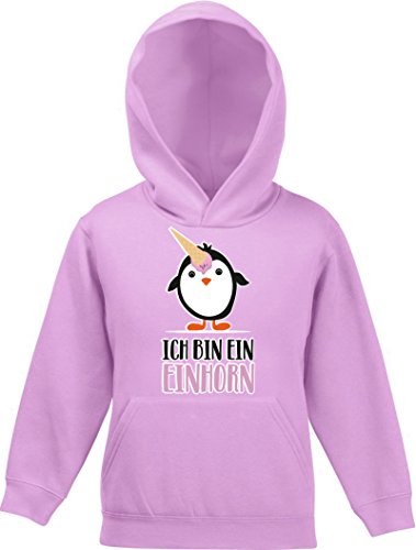 ShirtStreet Pinguine Tierfreund Unicorn Kinder Kapuzen Hoodie - Pullover Pinguin - Ich bin ein Einhorn, Größe: 140,Rosa von ShirtStreet