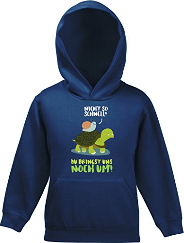 ShirtStreet Turtle Kinder Kids Kapuzen Hoodie - Pullover mit Turbo Schildkröte Motiv, Größe: 140,Navy von ShirtStreet