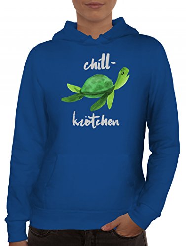 ShirtStreet Turtle Schildkröte Damen Kapuzenpullover mit Chillkrötchen 2 Motiv, Größe: M,Royal Blau von ShirtStreet