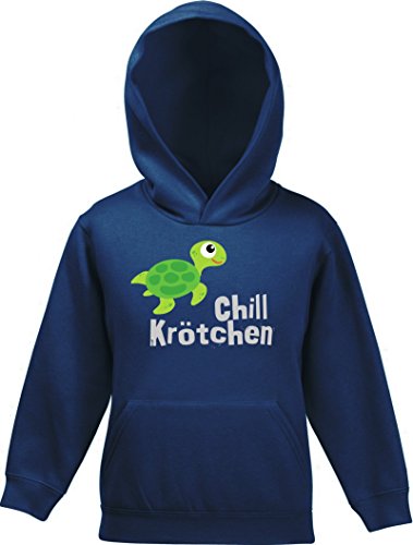 ShirtStreet Turtle Schildkröte Kinder Kids Kapuzen Hoodie - Pullover mit Chillkrötchen 1 Motiv, Größe: 116,Navy von ShirtStreet