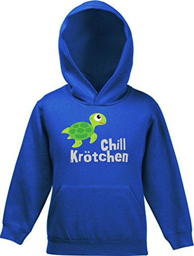 ShirtStreet Turtle Schildkröte Kinder Kids Kapuzen Hoodie - Pullover mit Chillkrötchen 1 Motiv, Größe: 116,Royal Blau von ShirtStreet