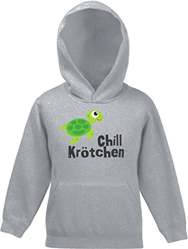 ShirtStreet Turtle Schildkröte Kinder Kids Kapuzen Hoodie - Pullover mit Chillkrötchen 1 Motiv, Größe: 128,Graumeliert von ShirtStreet