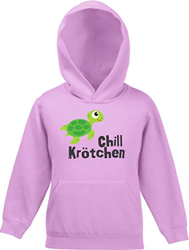 ShirtStreet Turtle Schildkröte Kinder Kids Kapuzen Hoodie - Pullover mit Chillkrötchen 1 Motiv, Größe: 128,Rosa von ShirtStreet