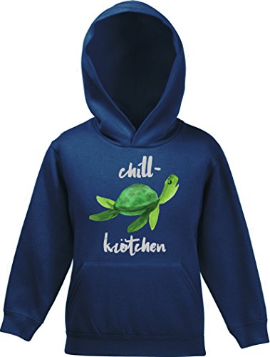 ShirtStreet Turtle Schildkröte Kinder Kids Kapuzen Hoodie - Pullover mit Chillkrötchen 2 Motiv, Größe: 116,Navy von ShirtStreet