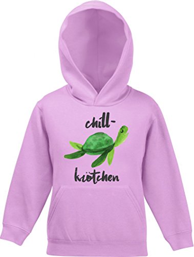 ShirtStreet Turtle Schildkröte Kinder Kids Kapuzen Hoodie - Pullover mit Chillkrötchen 2 Motiv, Größe: 116,Rosa von ShirtStreet