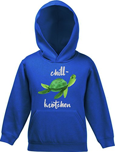 ShirtStreet Turtle Schildkröte Kinder Kids Kapuzen Hoodie - Pullover mit Chillkrötchen 2 Motiv, Größe: 128,Royal Blau von ShirtStreet