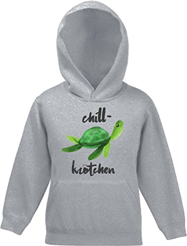 ShirtStreet Turtle Schildkröte Kinder Kids Kapuzen Hoodie - Pullover mit Chillkrötchen 2 Motiv, Größe: 152,Graumeliert von ShirtStreet