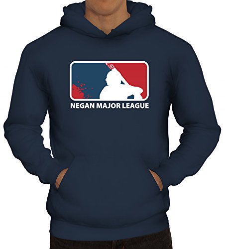 ShirtStreet Zombie Serie Kapuzenpullover mit Negan Major League Motiv, Größe: 3XL,Navy von ShirtStreet