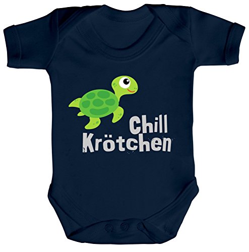 ShirtStreet süße Schildkröte Turtle Strampler Bio Baumwoll Baby Body kurzarm Jungen Mädchen Chillkrötchen 1, Größe: 3-6 Monate,Nautical Navy von ShirtStreet