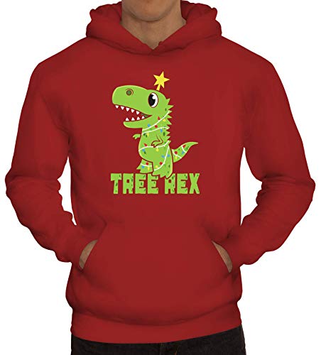 ShirtStreet süßes T-Rex Herren Hoodie Männer Kapuzenpullover Tree Rex, Größe: L,Rot von ShirtStreet