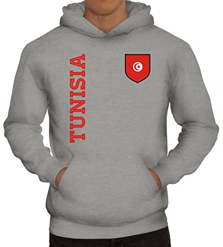 Tunesien Fußball WM Fanshirt Gruppen Herren Hoodie Männer Kapuzenpullover Fan Trikot Tunisia, Größe: M,Graumeliert von ShirtStreet