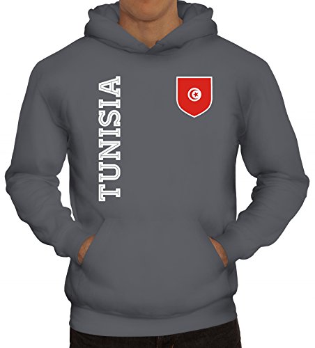 Tunesien Fußball WM Fanshirt Gruppen Herren Hoodie Männer Kapuzenpullover Fan Trikot Tunisia, Größe: XL,Grau von ShirtStreet