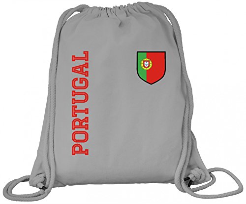 Wappen Fußball WM Fanshirt Gruppen Premium Bio Baumwoll Turnbeutel Rucksack Stanley Stella Fan Trikot Portugal, Größe: onesize,Heather Grey von ShirtStreet