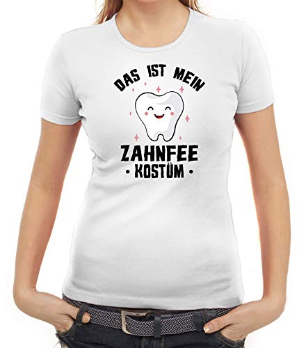 lustige Karneval Gruppen Paar Verkleidung Damen Frauen T-Shirt Rundhals Fasching - Das ist Mein Zahnfee Kostüm, Größe: L,weiß von ShirtStreet