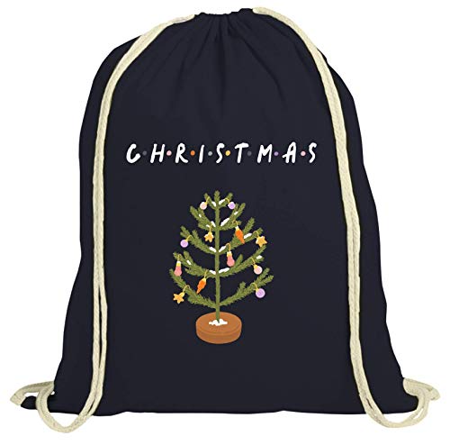 lustiges süßes Weihnachtsgeschenk natur Turnbeutel Rucksack Gymsac C-H-R-I-S-T-M-A-S, Größe: onesize,dunkelblau natur von ShirtStreet