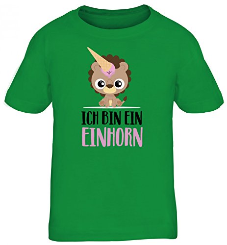 süße Geschenkidee Unicorn Kinder T-Shirt Rundhals Mädchen Jungen Löwe - Ich Bin EIN Einhorn, Größe: 122/128,Kelly Green von ShirtStreet