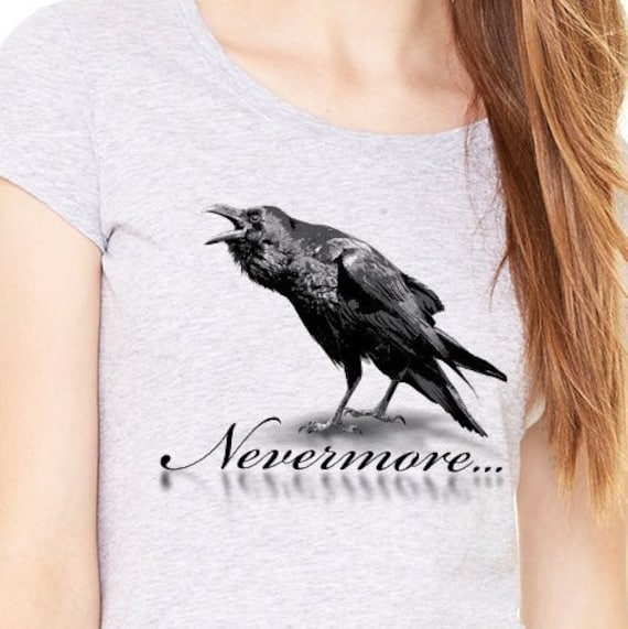 Edgar Allan Poe Der Rabe T-Shirt. Heather Gray Lady, Nevermore, Gothic Shirt, Schwarze Edgar Allan Poe Der Rabe T-Shirt. Heather Gray Lady, Nevermore, Gothic Shirt, Schwarze von ShirtWithQuote