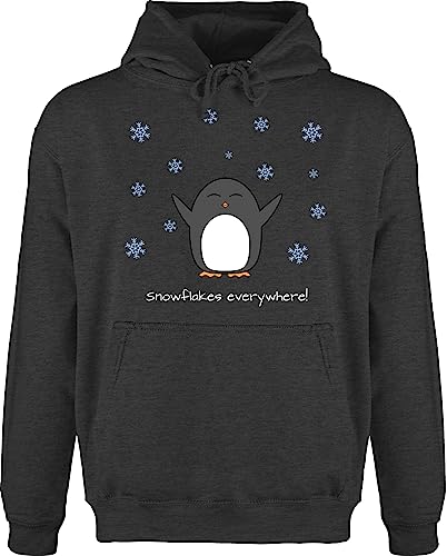 JH001 Männer Herren Premium Kapuzenpullover Kapuzenpulli Hoodie Hooded Sweat - Weihnachten - Snowflakes everywhere! - Pinguin - Winter - 3XL - Anthrazit meliert - weihnachtspulli weihnachtspullover von ShirtYouWant