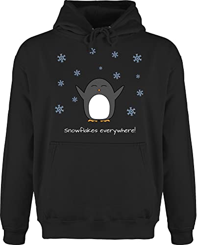 JH001 Männer Herren Premium Kapuzenpullover Kapuzenpulli Hoodie Hooded Sweat - Weihnachten - Snowflakes everywhere! - Pinguin - Winter - 3XL - Schwarz - weihnachtspullover weihnachts pulli man von ShirtYouWant