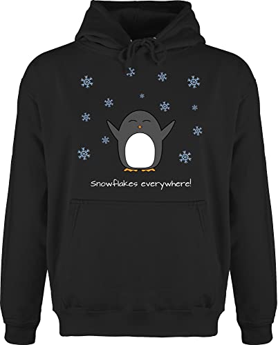 JH001 Männer Herren Premium Kapuzenpullover Kapuzenpulli Hoodie Hooded Sweat - Weihnachten - Snowflakes everywhere! - Pinguin - Winter - M - Schwarz - weihnachtspulli weihnachtspullover weihnachts von ShirtYouWant