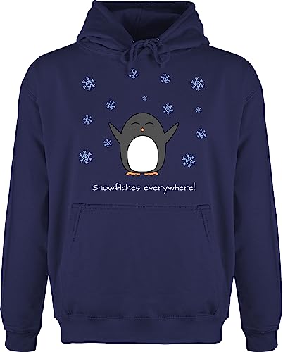 JH001 Männer Herren Premium Kapuzenpullover Kapuzenpulli Hoodie Hooded Sweat - Weihnachten - Snowflakes everywhere! - Pinguin - Winter - XL - Navy Blau - baumwoll weinachtspullies weihnachts von ShirtYouWant