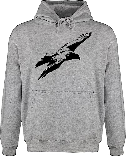 ShirtYouWant JH001 - Männer Herren Premium Kapuzenpullover Kapuzenpulli Hoodie Hooded Sweat - Tiermotive - Schwarzer Adler - L - Grau meliert von ShirtYouWant