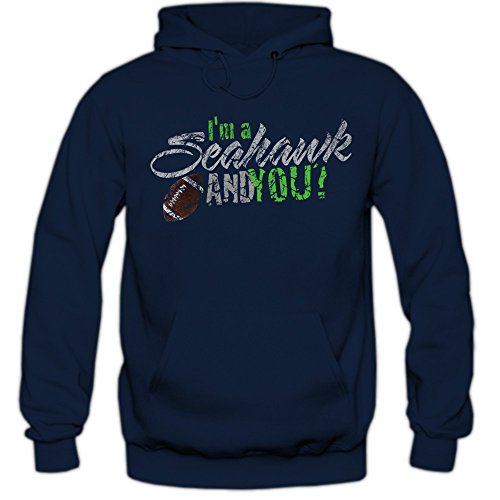 Hoody Hoodie Kapuzenpulli Football USA Seahawk Bowl American Super Shirt DTG, Größe:L, Farbe:dunkelblau von Shirtastic