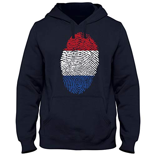 Shirtastic Hoody Hoodie Kapuzenpulli Nederland Niederlande Netherlands Holland Fußball Fingerabdruck WM EM, Größe:XL, Farbe:dunkelblau von Shirtastic
