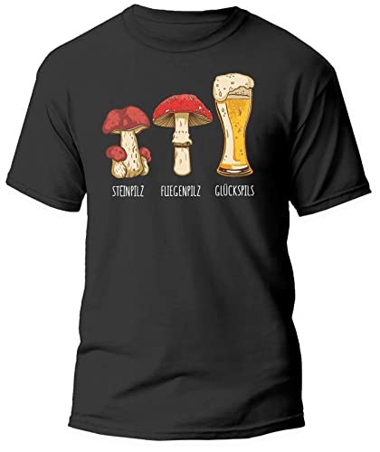 Steinpilz Fliegenpilz Glückspilz Bier Herren T-Shirt, Größe: l von Shirtbild