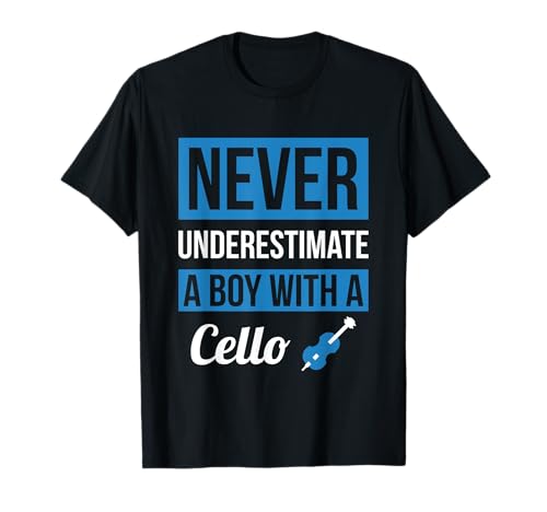 T-Shirt mit Aufschrift "Never Underestimate A Boy With A Cello Gift" T-Shirt von Shirtbooth: Musician Shirts