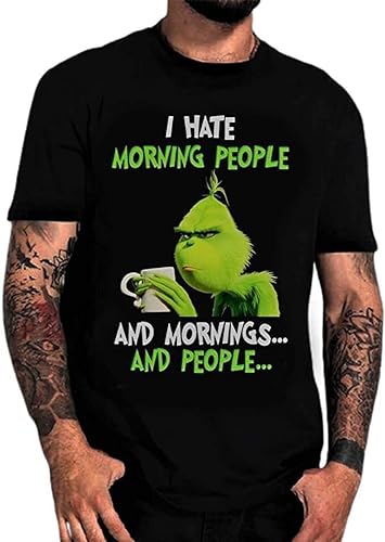 Ich Hasse Menschen und Morgen und Alles allgemein Grinch Arbeitsshirt Fun Spruch T-Shirt (XL) von Shirtbude