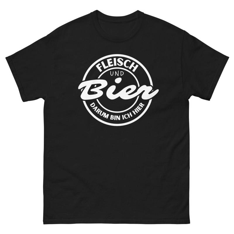 Grillen Shirt Mit Lustigem Spruch, Hobby Sprüche Tshirt, Fleisch Und Bier Darum Bin Ich Hier, Geschenkidee Geschenk Party T-Shirt von ShirtdesignCH