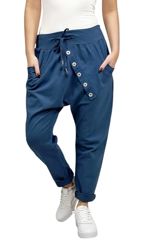 Mississhop 295 Damen Hose Sweatpants Jogginghose Baumwolle Freizeithose Boyfriend Sporthose Blau von Mississhop