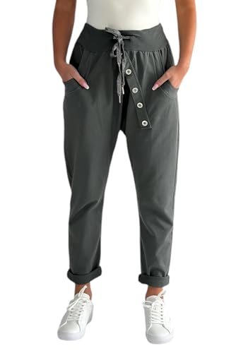 Mississhop 295 Damen Hose Sweatpants Jogginghose Baumwolle Freizeithose Boyfriend Sporthose Dunkelgrau von Mississhop