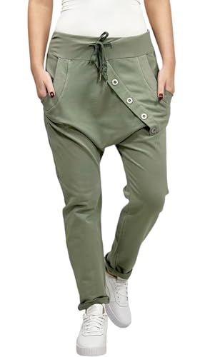 Mississhop 295 Damen Hose Sweatpants Jogginghose Baumwolle Freizeithose Boyfriend Sporthose Oliv von Mississhop
