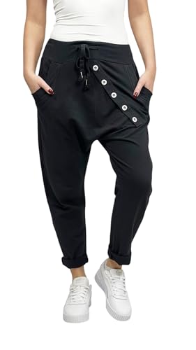 Mississhop 295 Damen Hose Sweatpants Jogginghose Baumwolle Freizeithose Boyfriend Sporthose Schwarz von Mississhop
